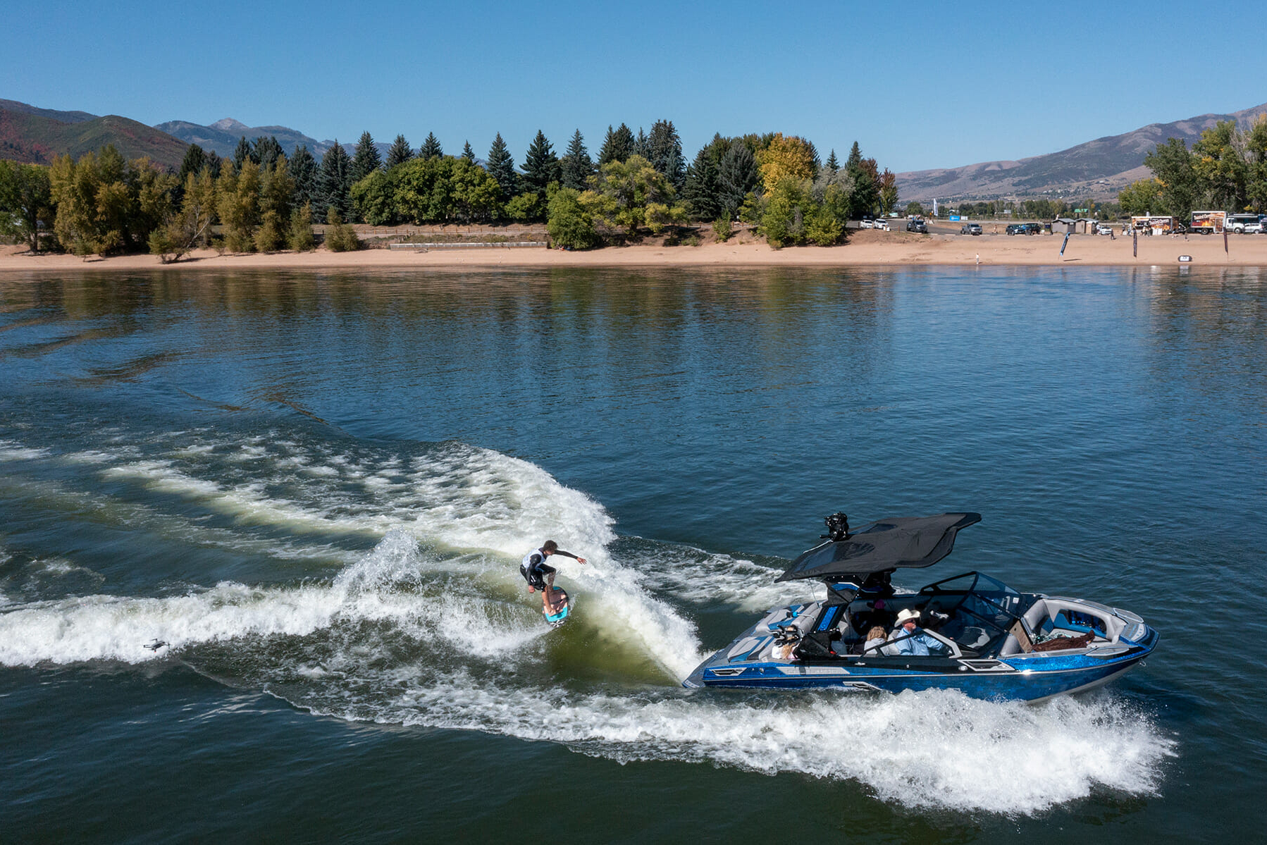 A person water skiing at the 2024 WWSC.