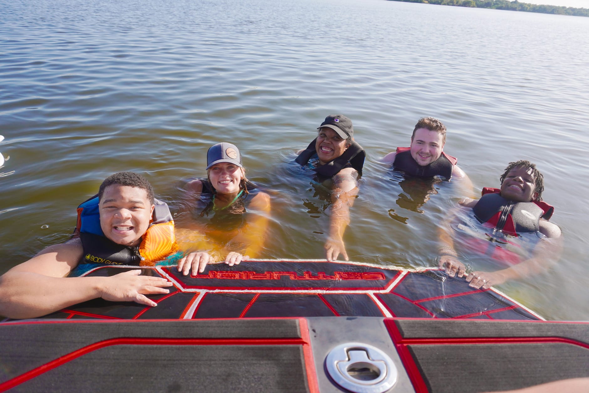 A group of people on a boat.